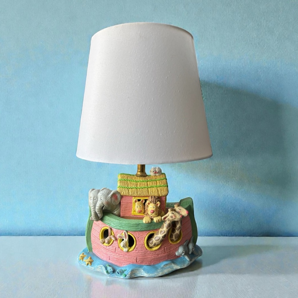 Noah's Ark Table Lamp with White Shade